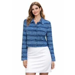 St. John Striped Knit Jacket, White/Lake Multi, NWT, Size 8